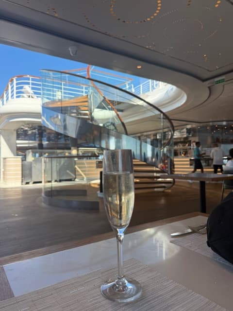 Champagne aboard a luxury cruise