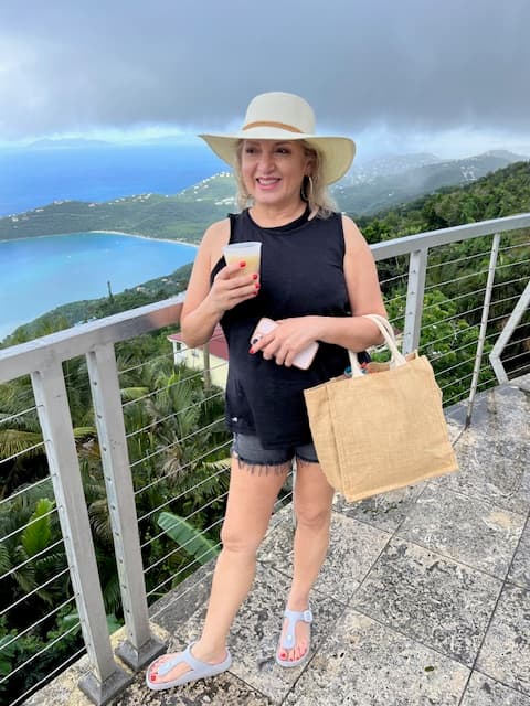 Carmen at a scenic overlook in the US Virgin Islands